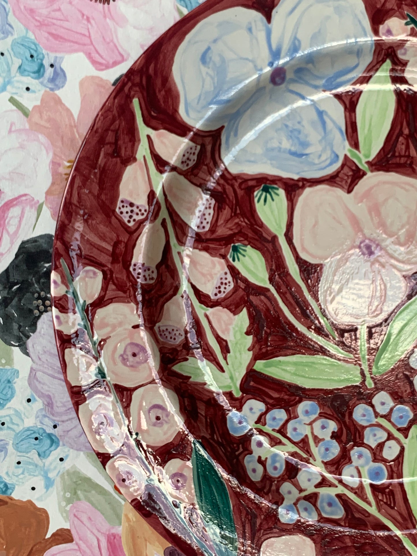 Hand painted Red Floral Plate