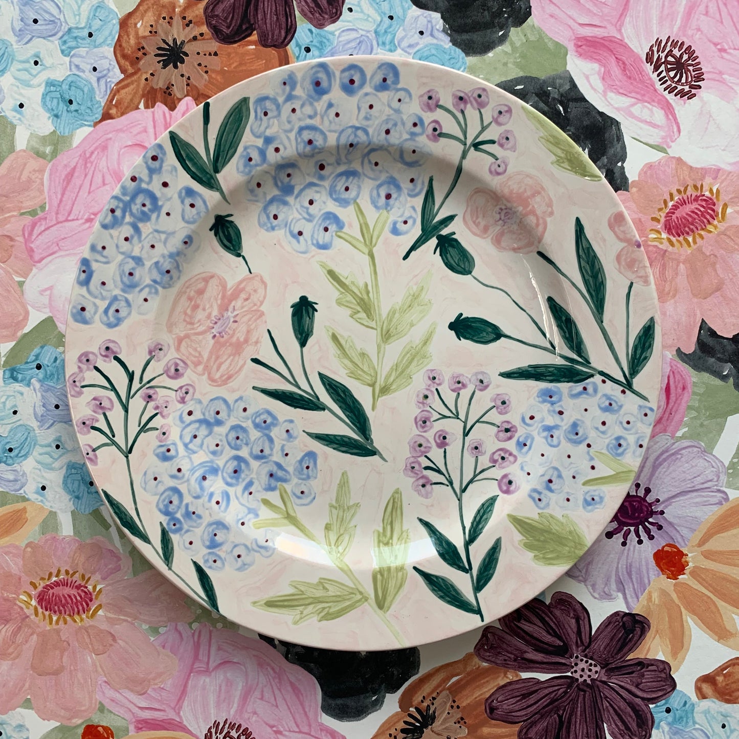 Hand painted Cream Floral Plate